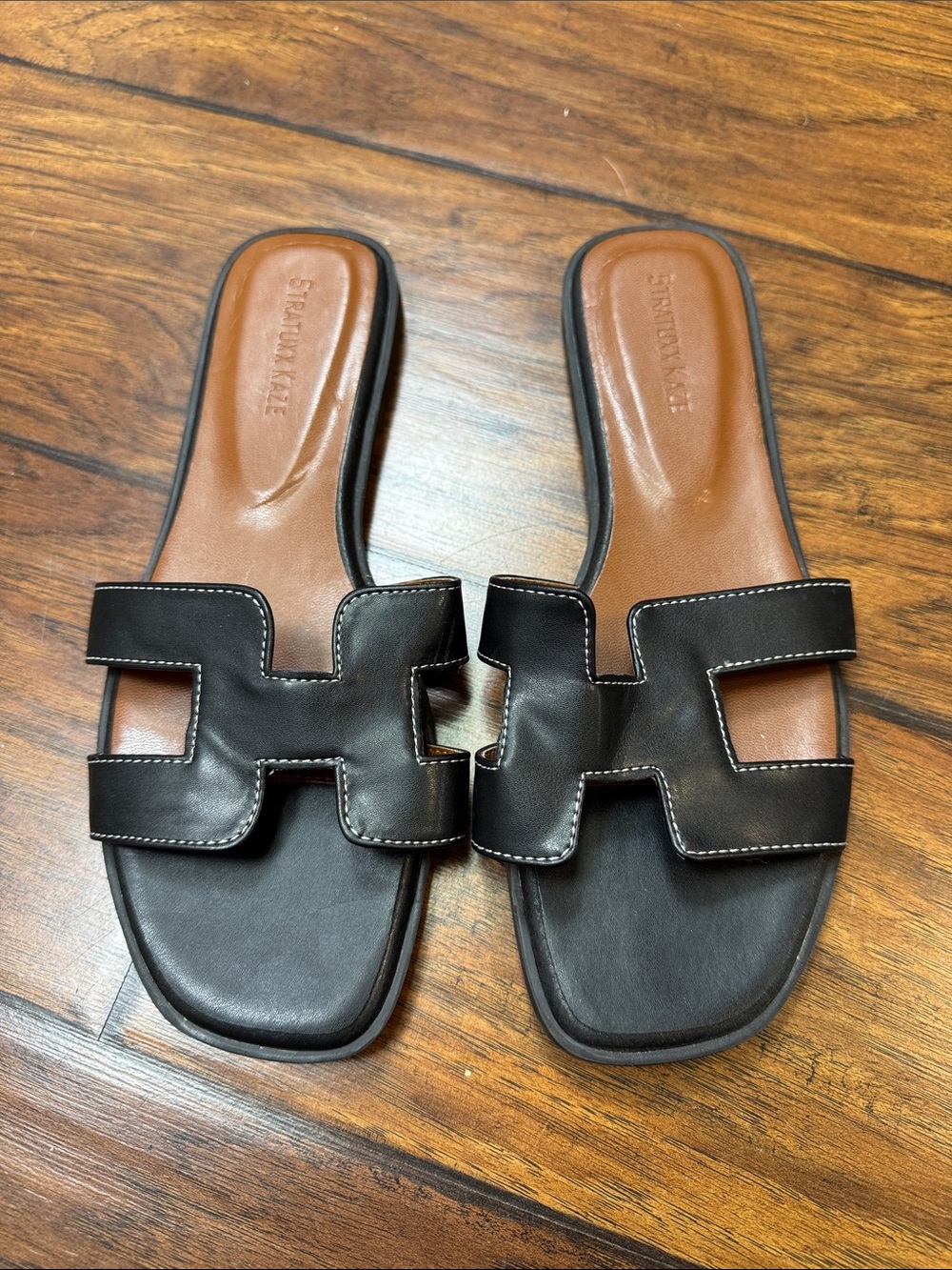 Stratuxx Kaze Black H Cutout Slide Sandals Hermès Oran Inspired Size 8 - Picture 4 of 13